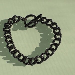 Black Chain Bracelet with Toggle Clasp